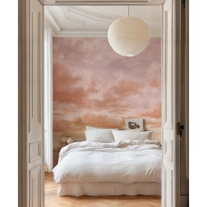 MURAL COORDONNE DAMASKUS CUMULUS CLOUDS PEACH