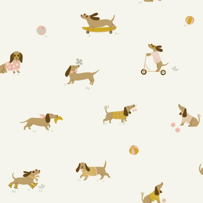 PAPEL PINTADO CASELIO HAPPY KIDS CLUB TECKEL BL/RO