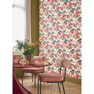 PAPEL PINTADO CASADECO LE BEAU JARDIN BOUQUET ROJO