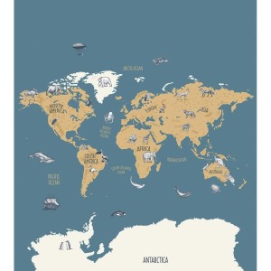 MURAL CASELIO OUR PLANET WORLD MAP AZ/OCR/BL