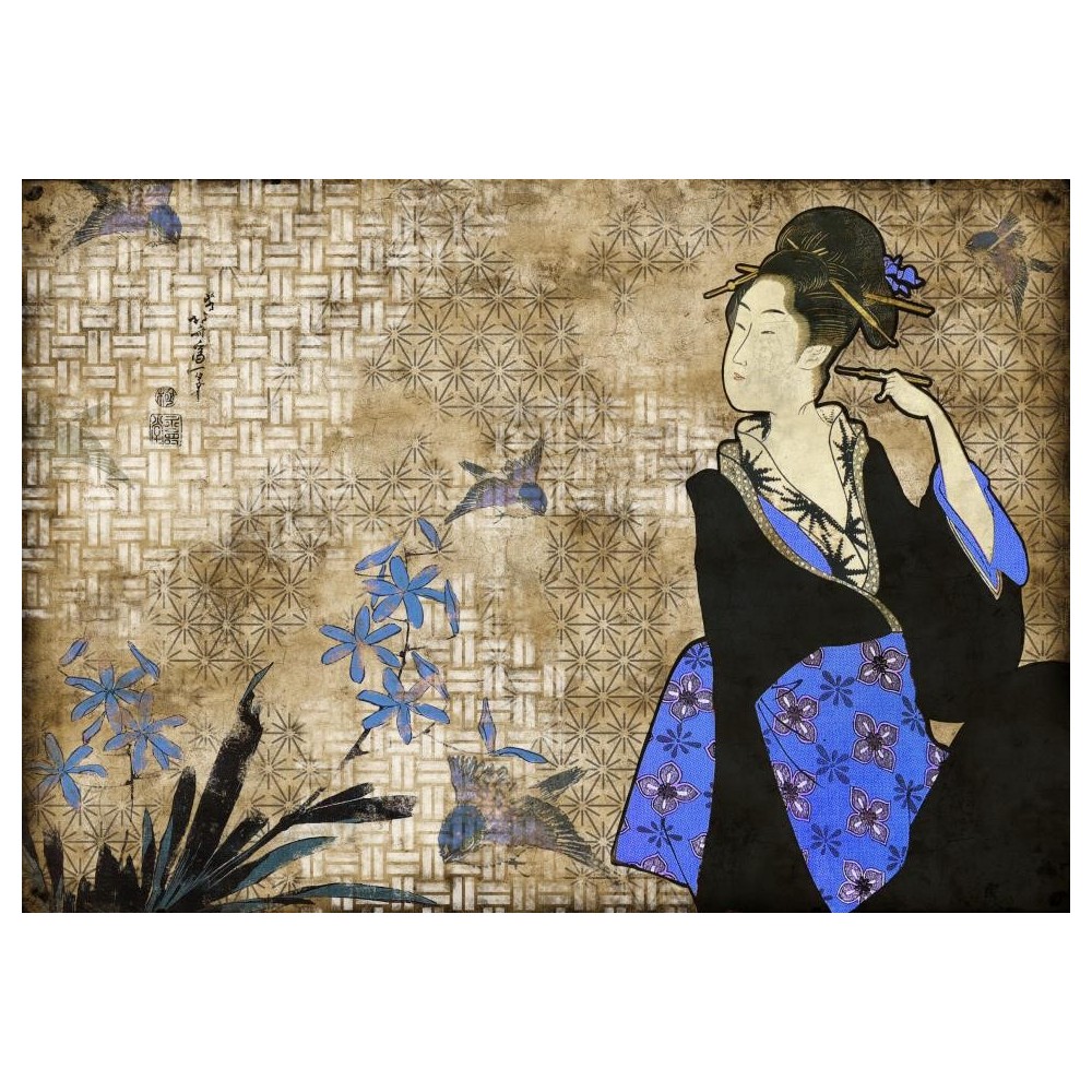 MURAL COORDONNE 40AN HIROSHI TSUNODA BEIGE/AZU/NE 