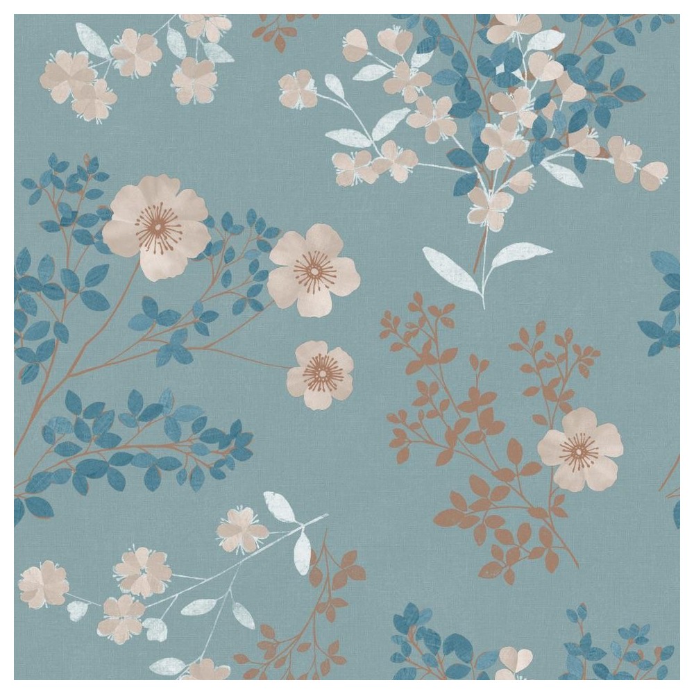 PAPEL PINTADO COORDONNE IN BLOOM PRAIRIE AZUL/TEJA