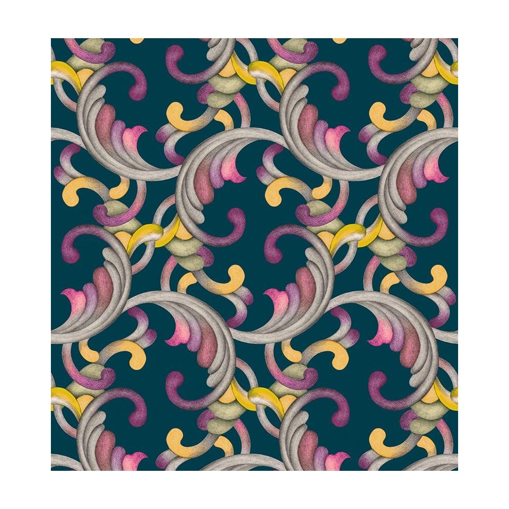 PAPEL PINTADO TRES TINTAS RUBRICA ROMANCE AZU/ROSA