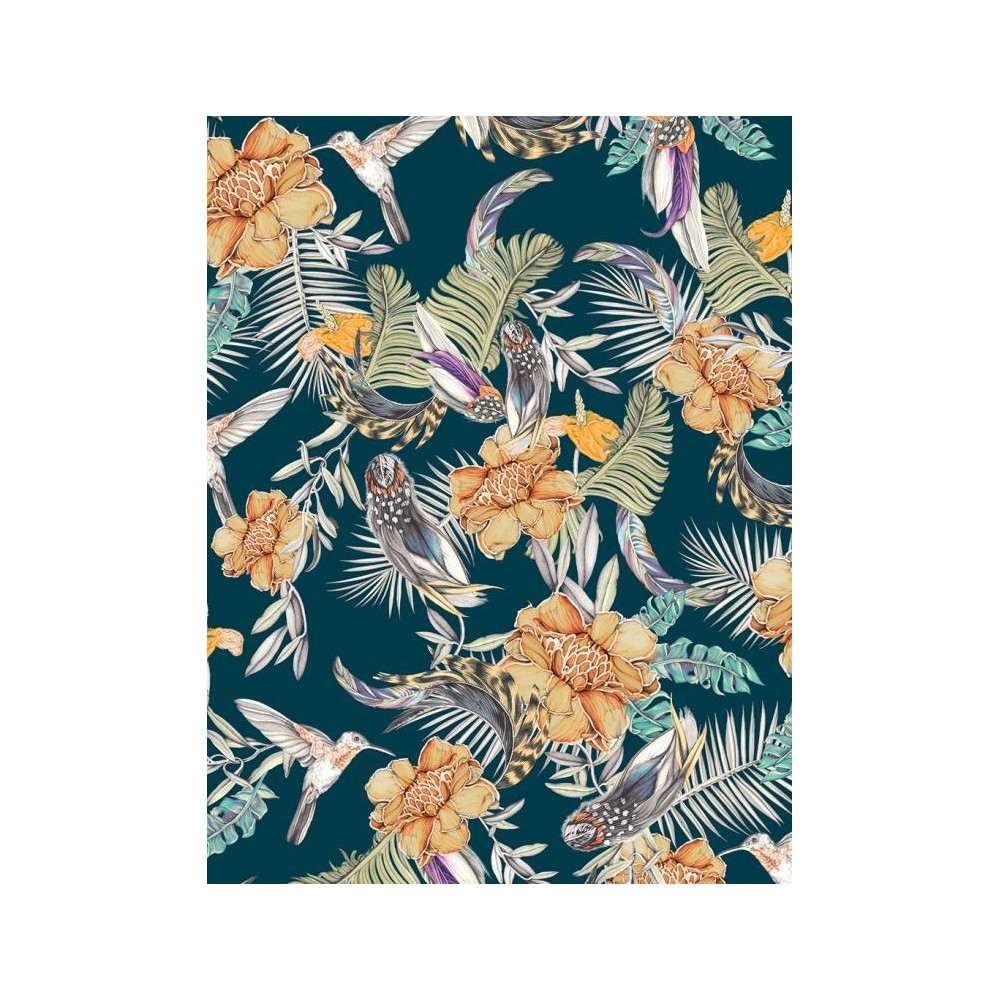 PAPEL PINTADO TRES TINTAS RUBRICA LIRICA AZ/OC/VER