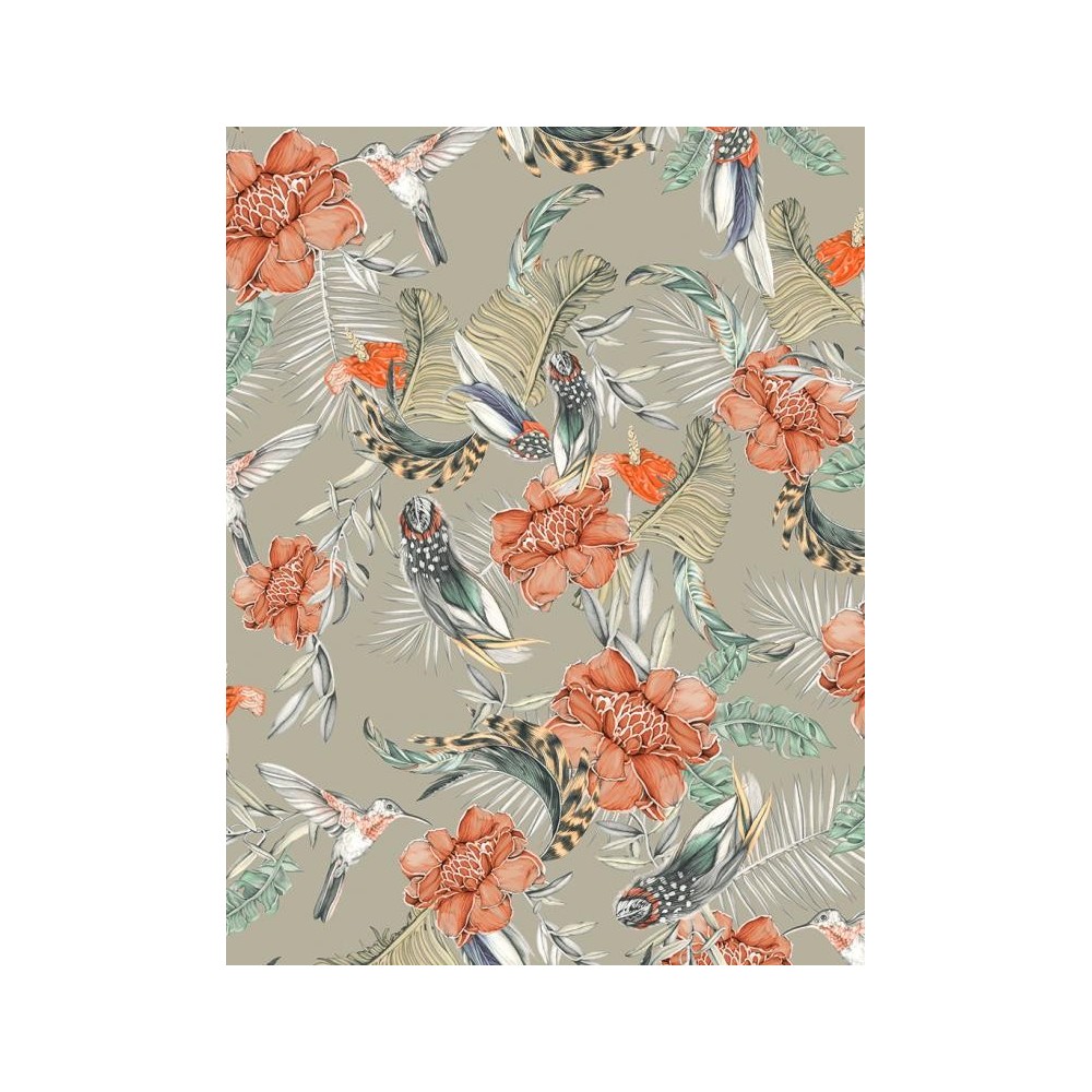 PAPEL PINTADO TRES TINTAS RUBRICA LIRICA BEIGE/TEJ