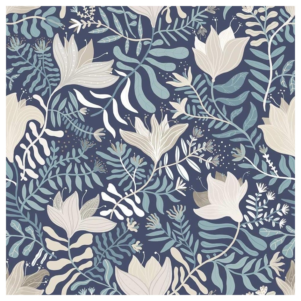 PAPEL PINTADO TRES TINTAS LINA BRITA AZUL/GRIS/BLA