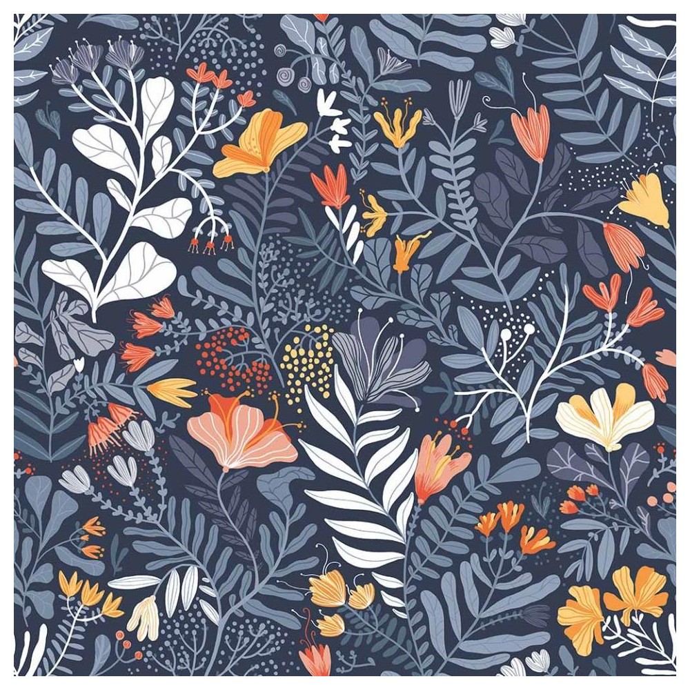 PAPEL PINTADO TRES TINTAS LINA BRITTSOMMAR AZ/TEJA