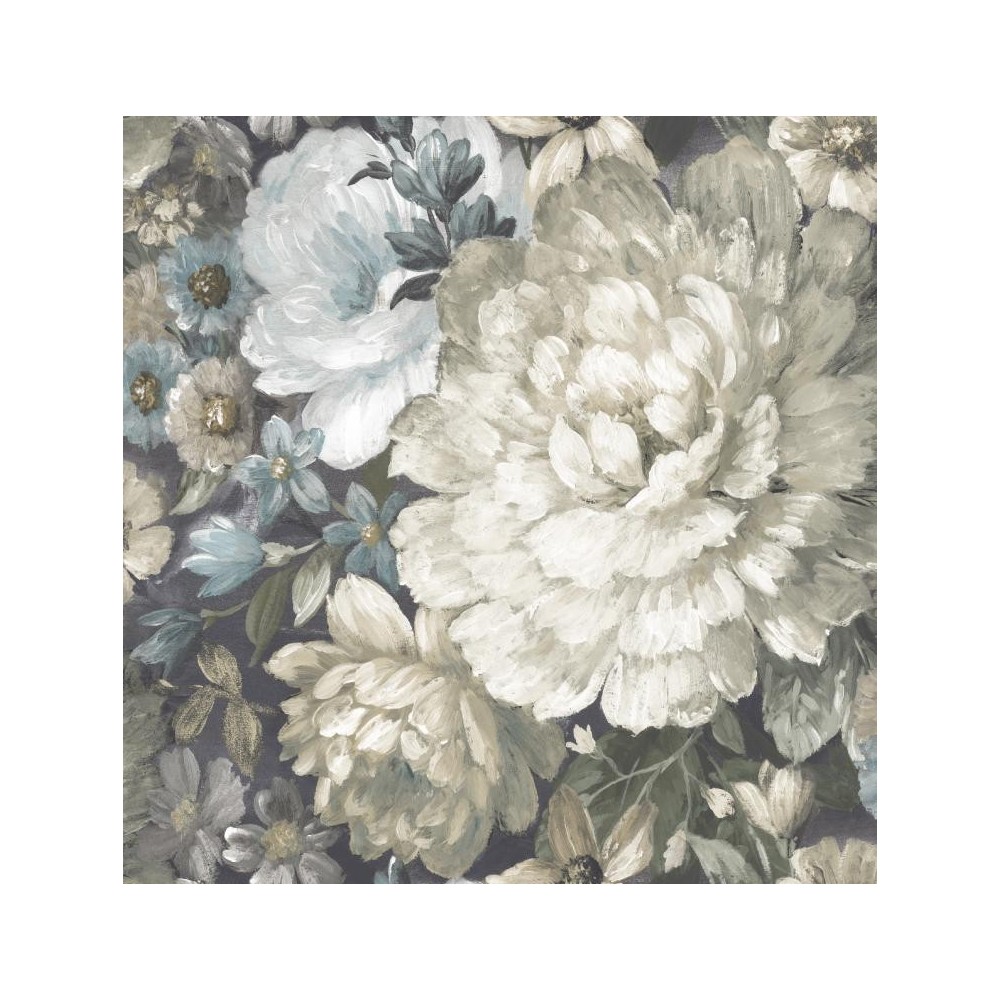 PAPEL PINTADO LA MAISON CHARLESTON FLORA GRIS/BLAN