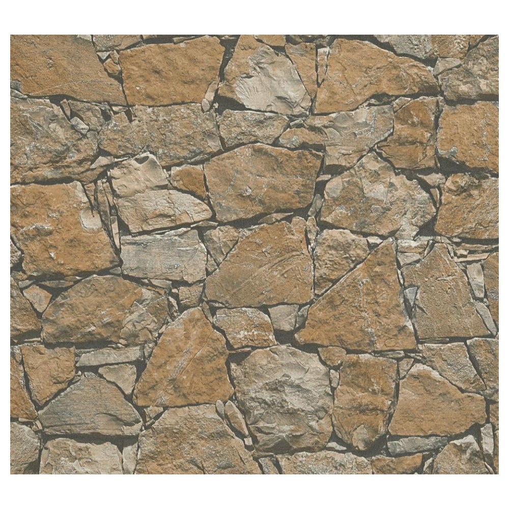 PAPEL PINTADO DISBAR ELEMENTS FOSSIL OCRE/NEGRO