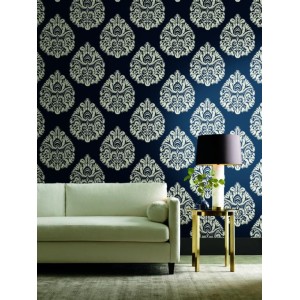 PAPEL PINTADO COORDONNE 24 KARAT DAMASK AZUL/BLAN
