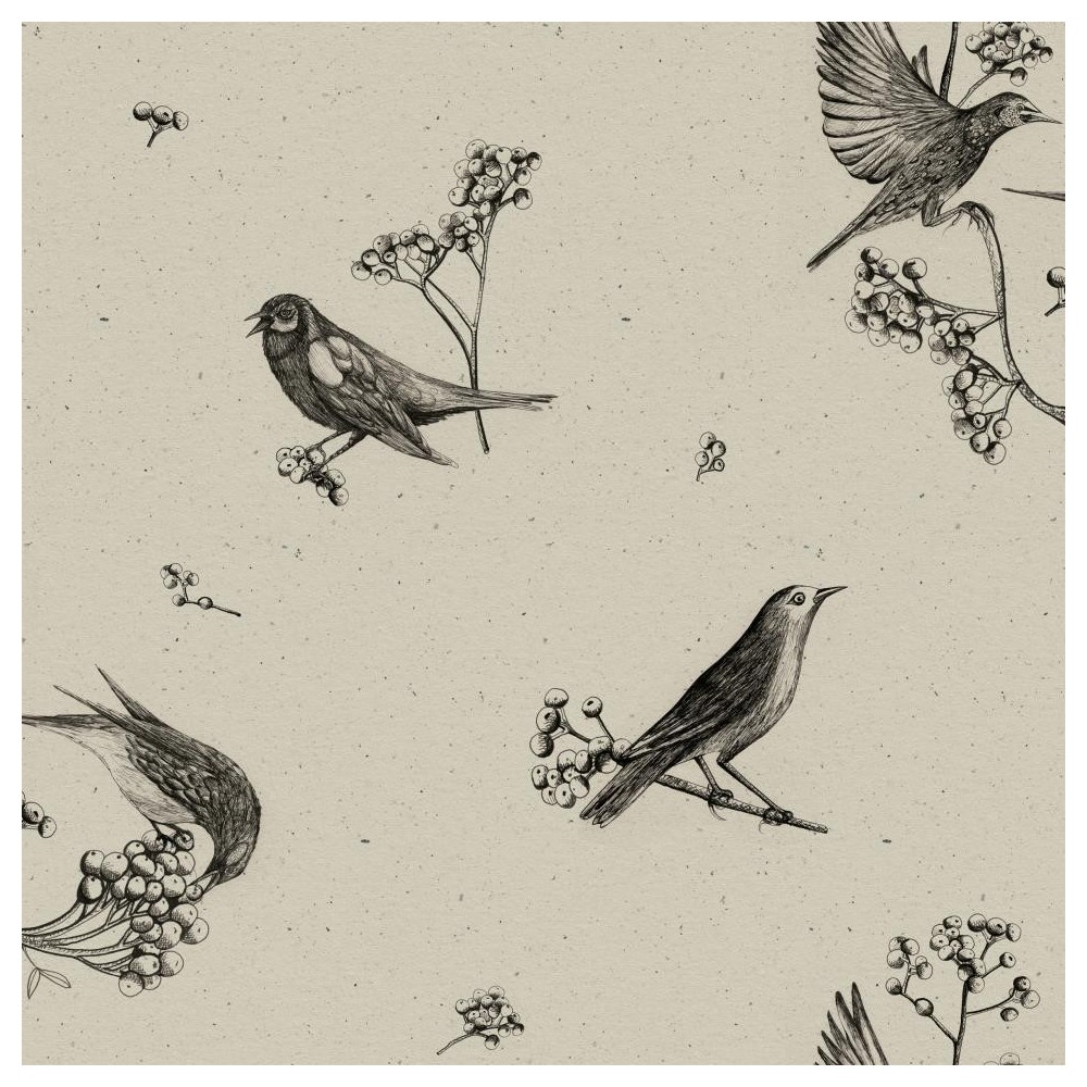 PAPEL PINTADO COORDONNE NATURAE BIRDS BLACK BE/NE