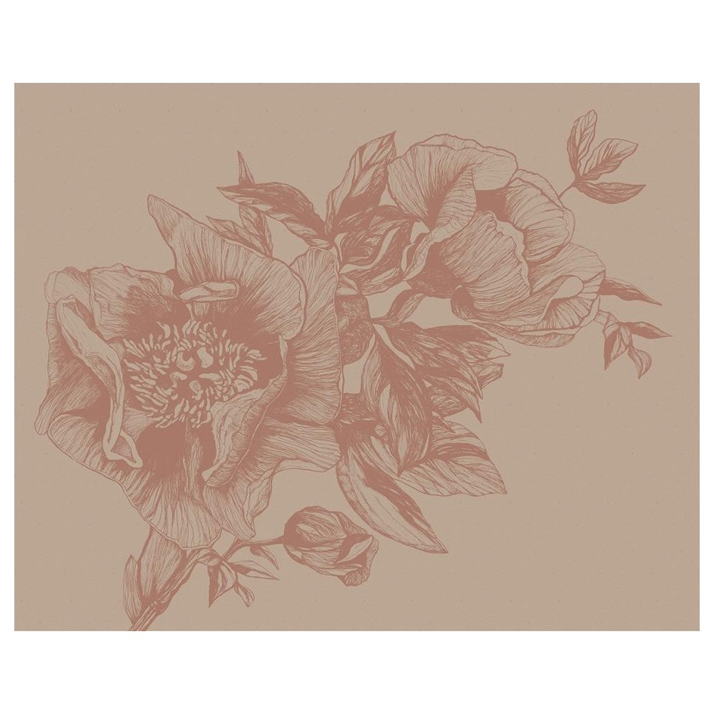 MURAL COORDONNE NATURAE PEONIES NUDE ROSA