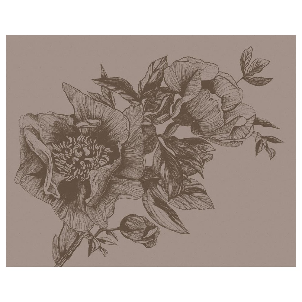 MURAL COORDONNE NATURAE PEONIES CACAO MARRÓN
