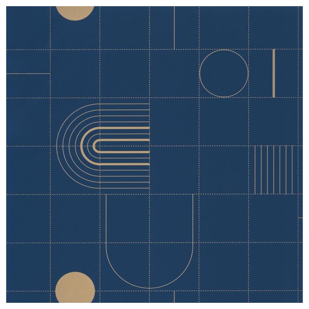 PAPEL PINTADO CASELIO ONLY BLUE GOLDEN CURVES AZ/D