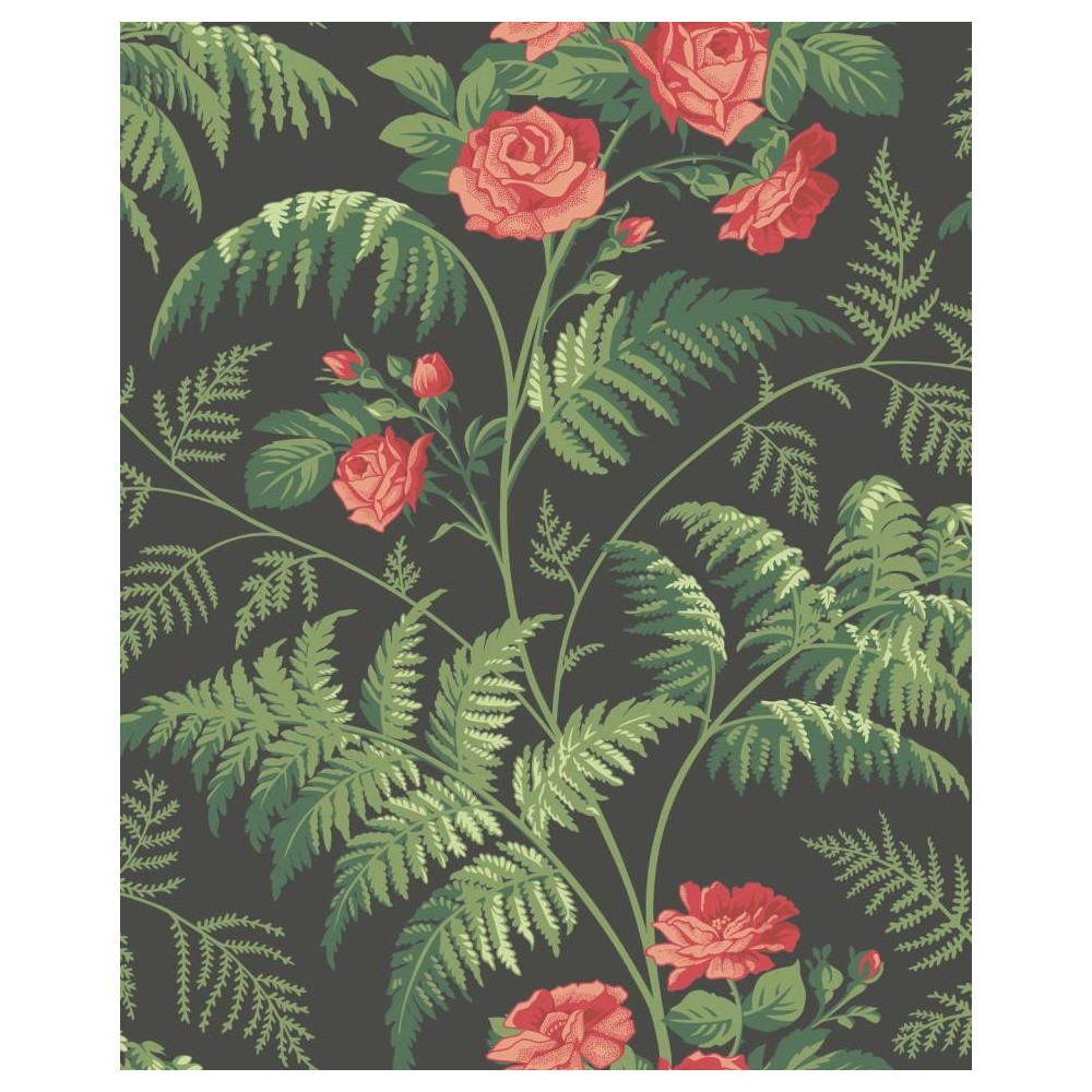 PAPEL PINTADO COLE & SON BOTANICAL ROSE NEG/VER/RO