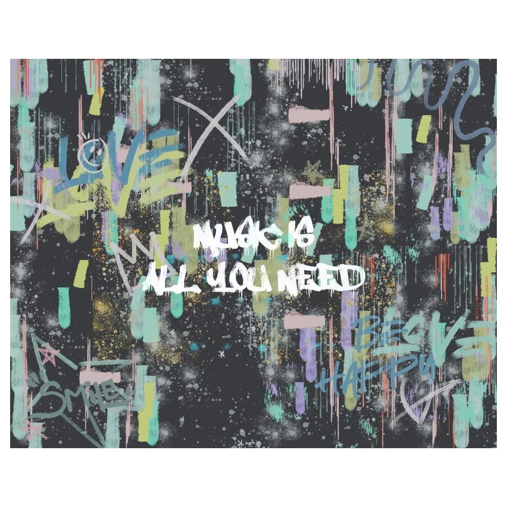 MURAL COORDONNE RANDOM KIDS COOL GRAFFITI NEON